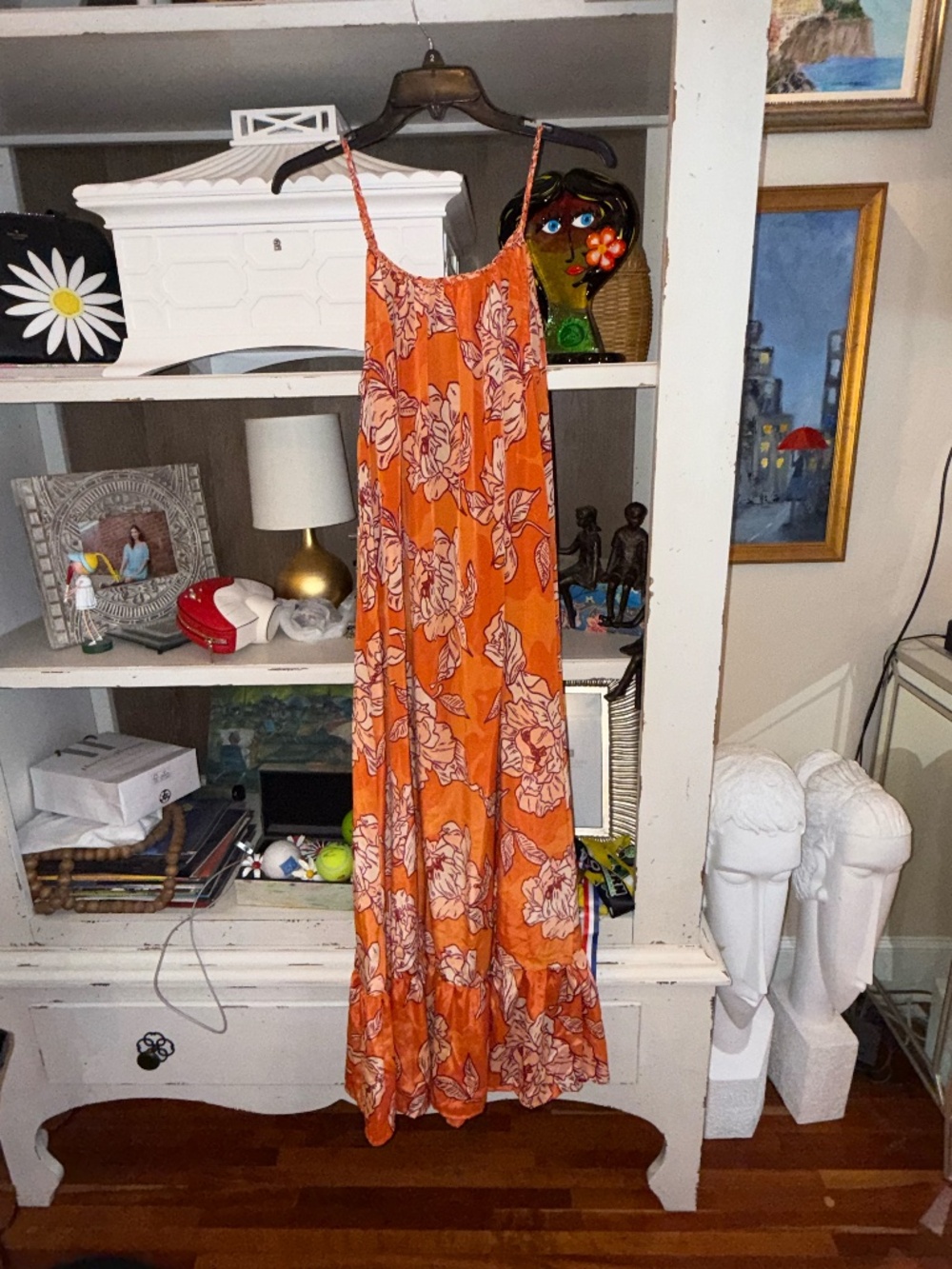 True Destinations Xs orange floral tropical maxi dress - Picture 6 of 6